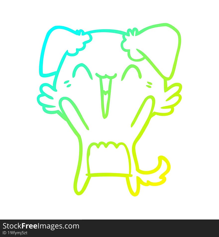 cold gradient line drawing of a happy little dog cartoon