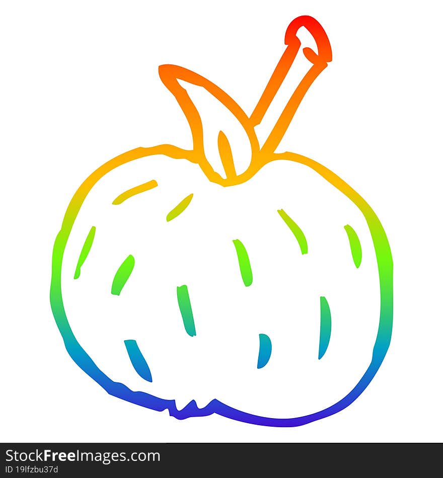 rainbow gradient line drawing of a cartoon organic orange