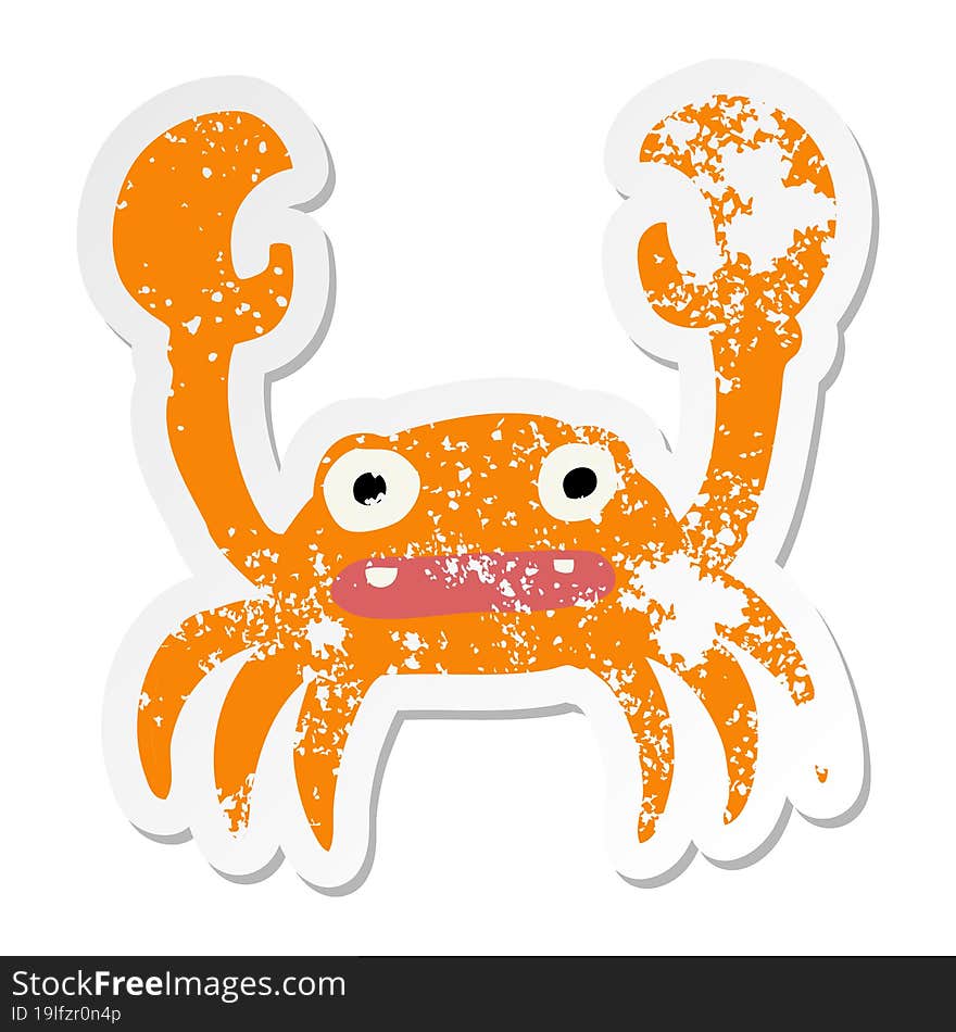 distressed sticker of a cartoon crab