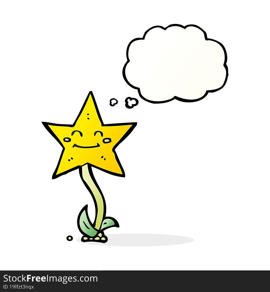 cartoon star flower with thought bubble