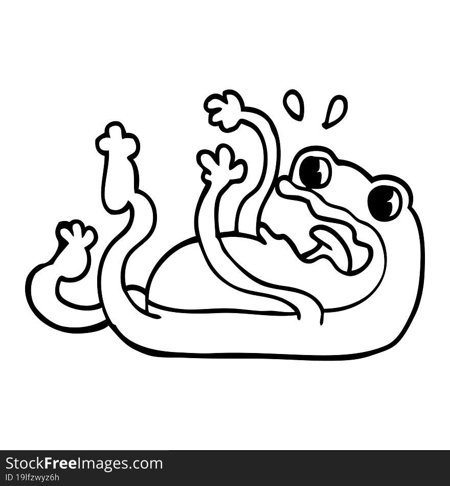 line drawing cartoon frog