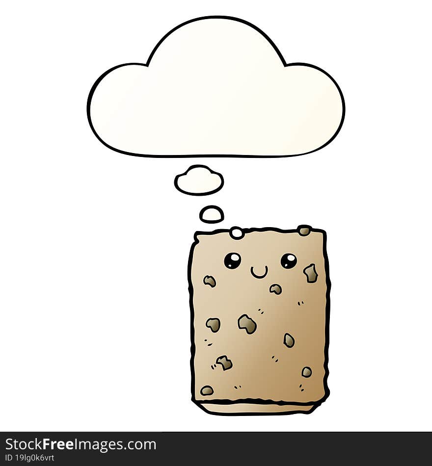 cartoon biscuit and thought bubble in smooth gradient style