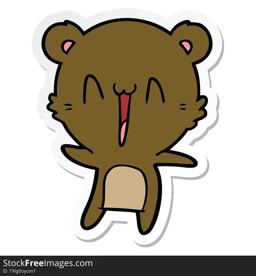 Sticker Of A Happy Bear Cartoon