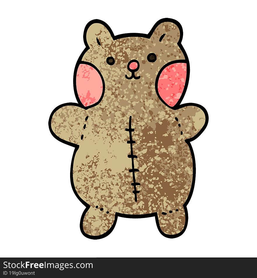 grunge textured illustration cartoon teddy bear