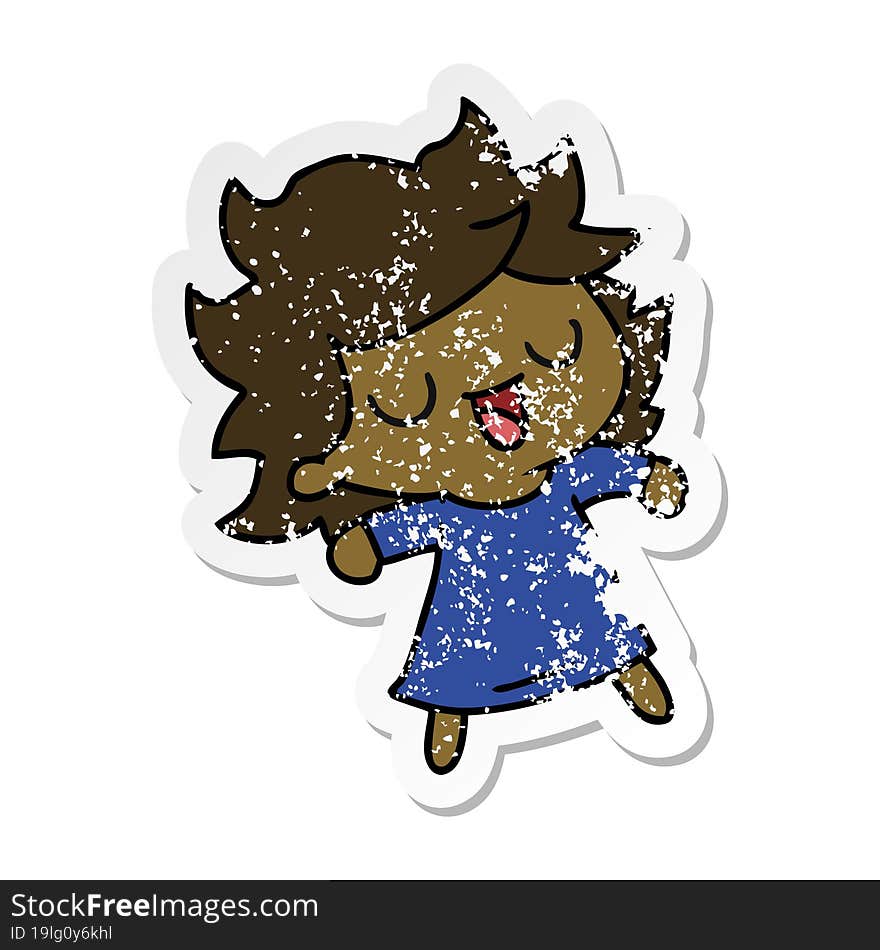 Distressed Sticker Cartoon Of Cute Kawaii Girl