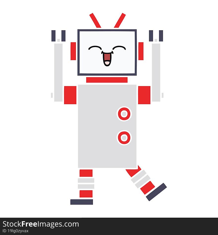 Flat Color Retro Cartoon Robot