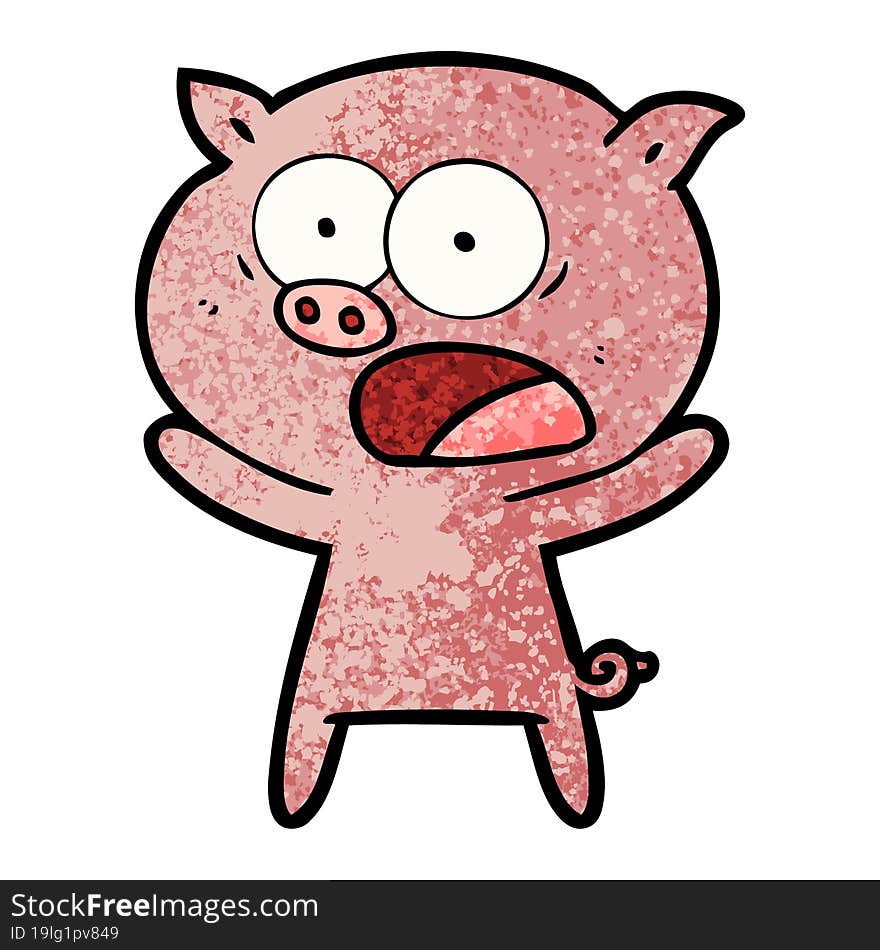 cartoon pig shouting. cartoon pig shouting