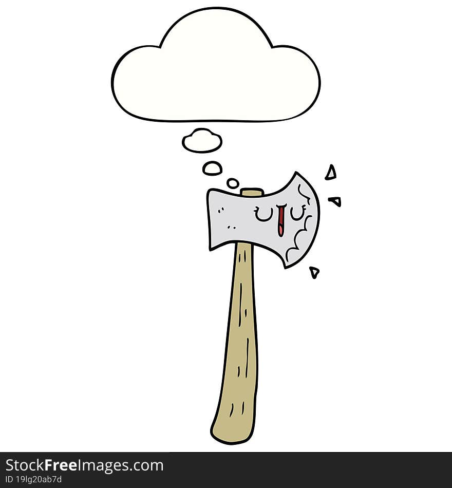 Cartoon Axe And Thought Bubble