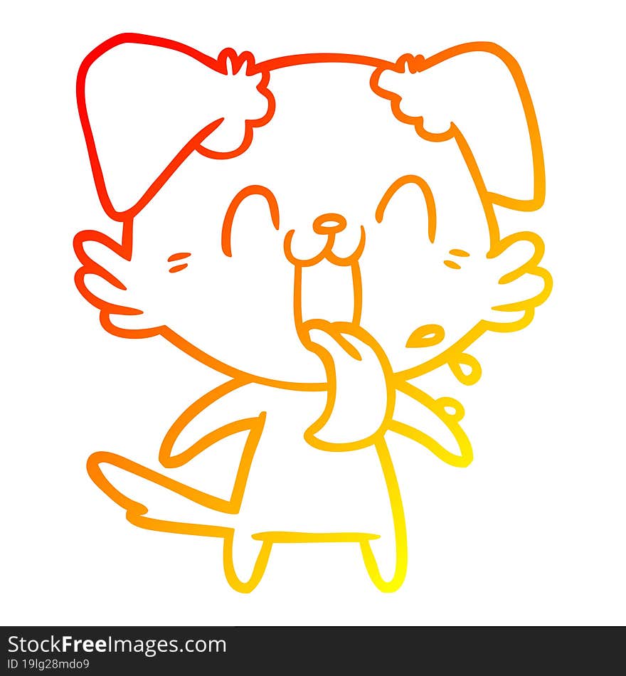 warm gradient line drawing cartoon panting dog