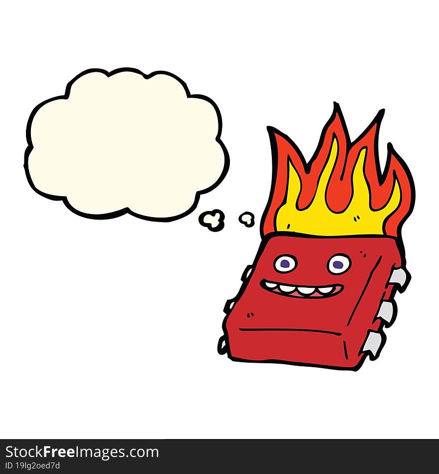 Cartoon Red Hot Computer Chip With Thought Bubble