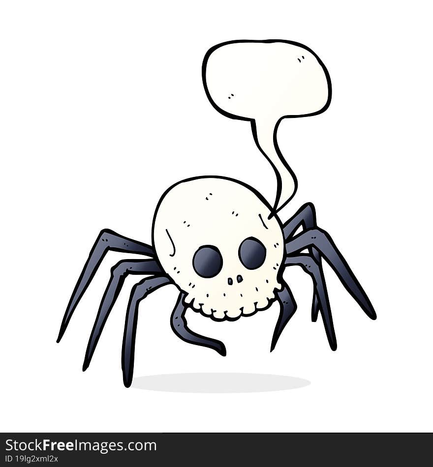 Cartoon Spooky Halloween Skull Spider With Speech Bubble