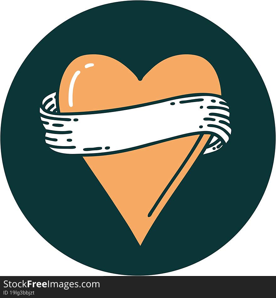 Tattoo Style Icon Of A Heart And Banner