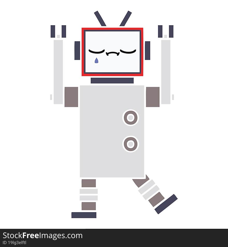 flat color retro cartoon of a robot