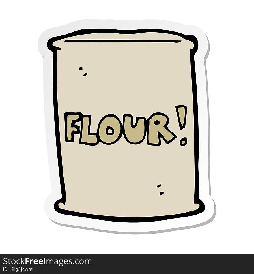 Sticker Of A Cartoon Bag Of Flour