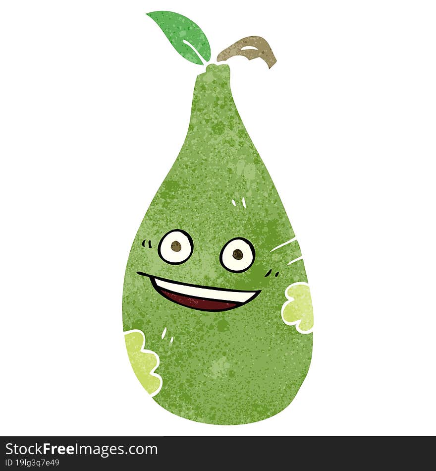 freehand drawn retro cartoon pear