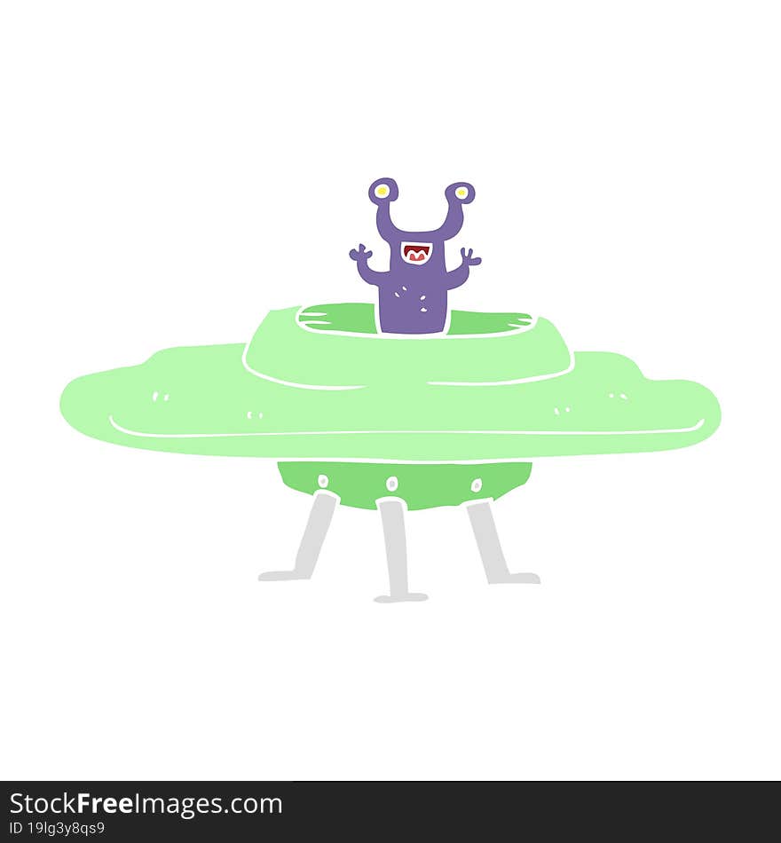 flat color illustration of a cartoon flying saucer