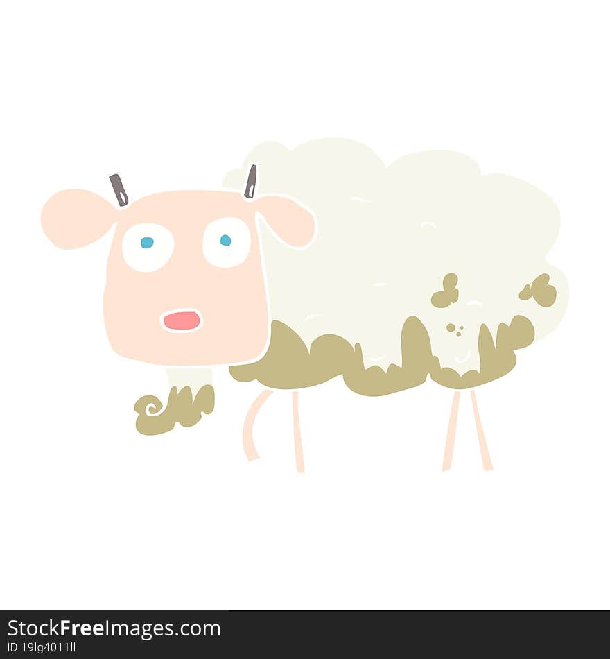 flat color illustration of a cartoon muddy goat