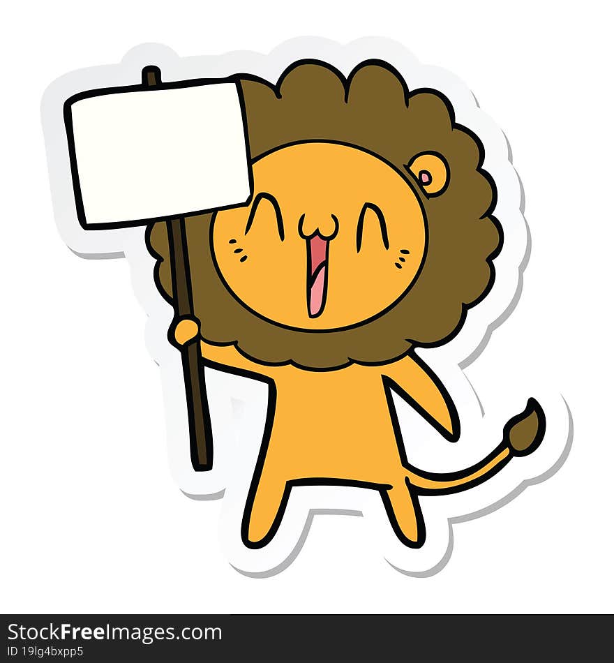 sticker of a happy cartoon lion