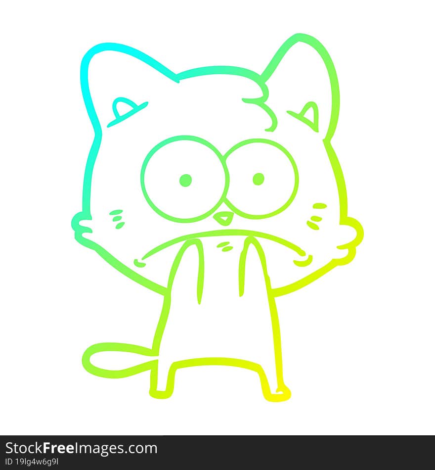 cold gradient line drawing cartoon nervous cat