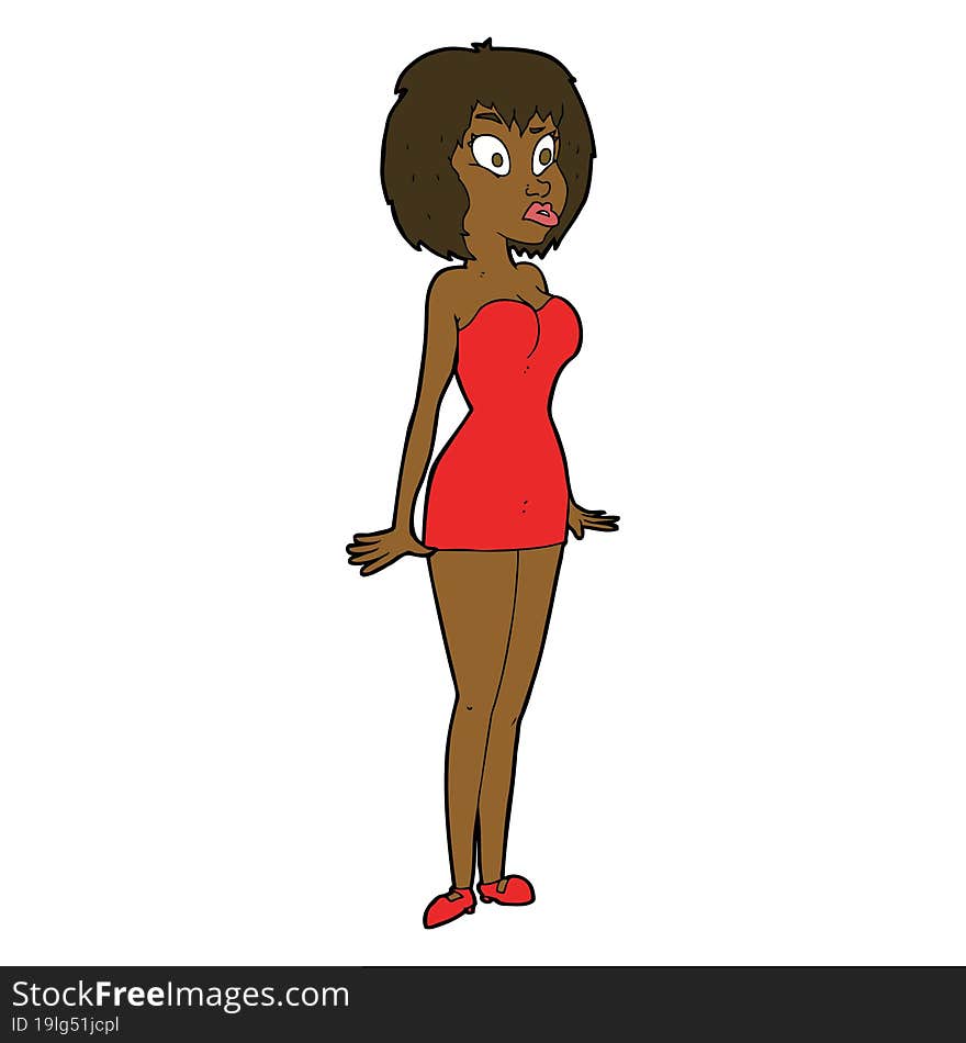 Cartoon Surprised Woman In Short Dress