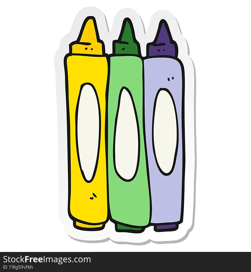 Sticker Of A Cartoon Crayons