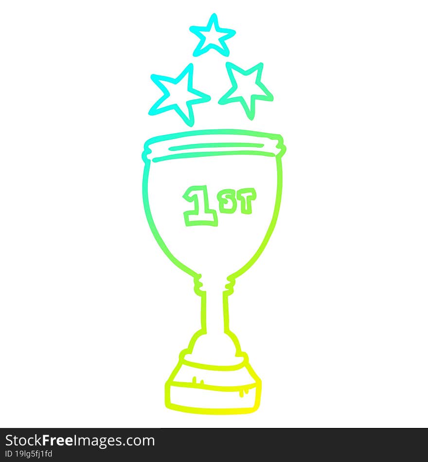 cold gradient line drawing of a cartoon sports trophy