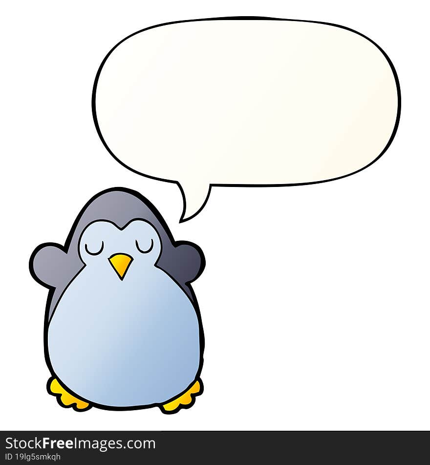 cartoon penguin with speech bubble in smooth gradient style