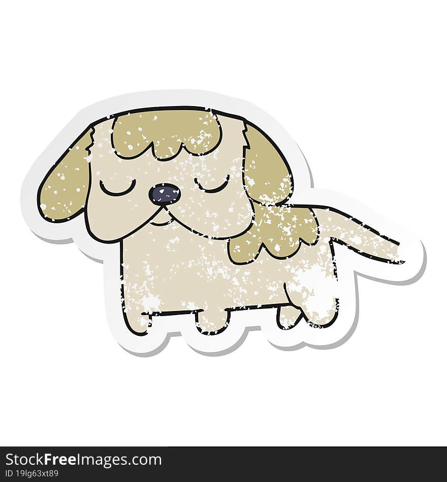 distressed sticker of a cute cartoon puppy