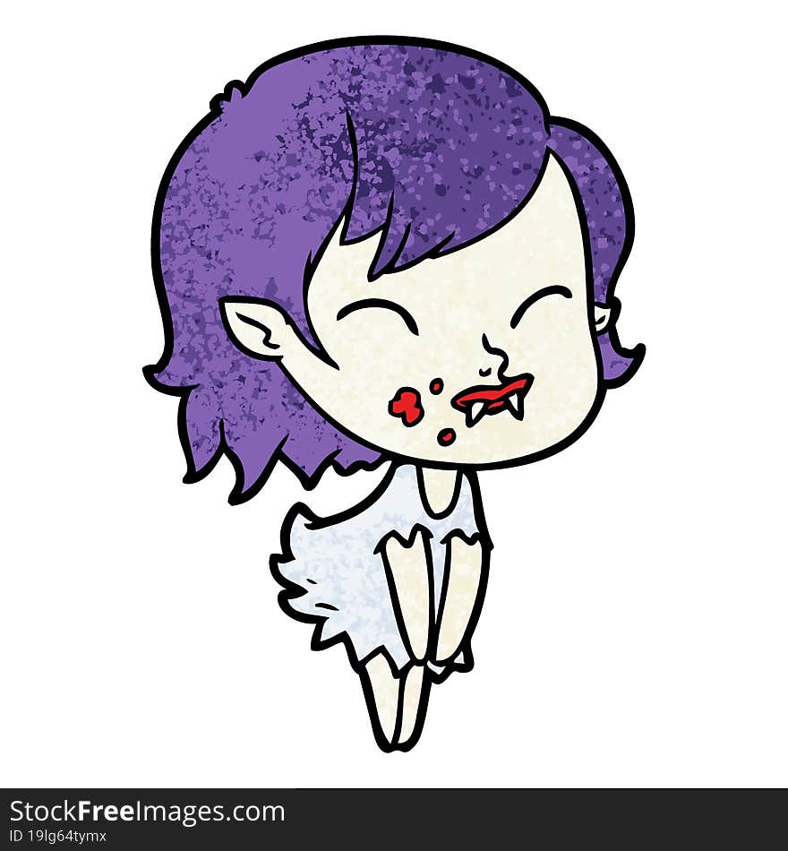 cartoon vampire girl with blood on cheek. cartoon vampire girl with blood on cheek