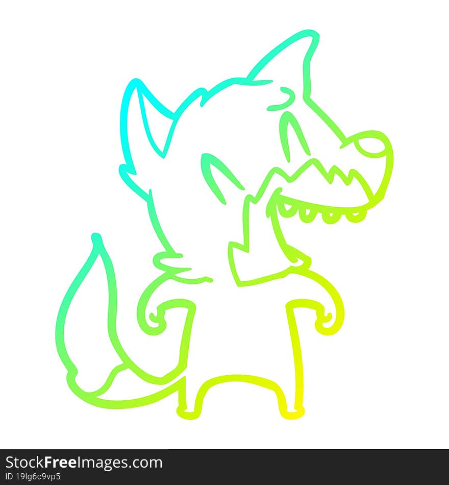 cold gradient line drawing laughing fox cartoon