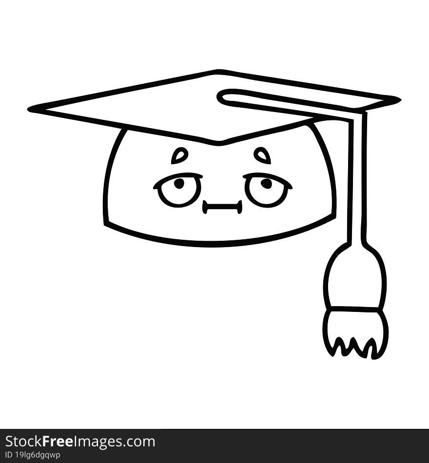 Line Drawing Cartoon Graduation Hat