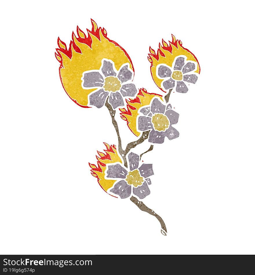 cartoon burning flowers