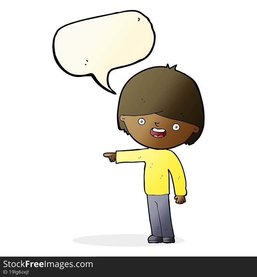 Cartoon Man Pointing With Speech Bubble