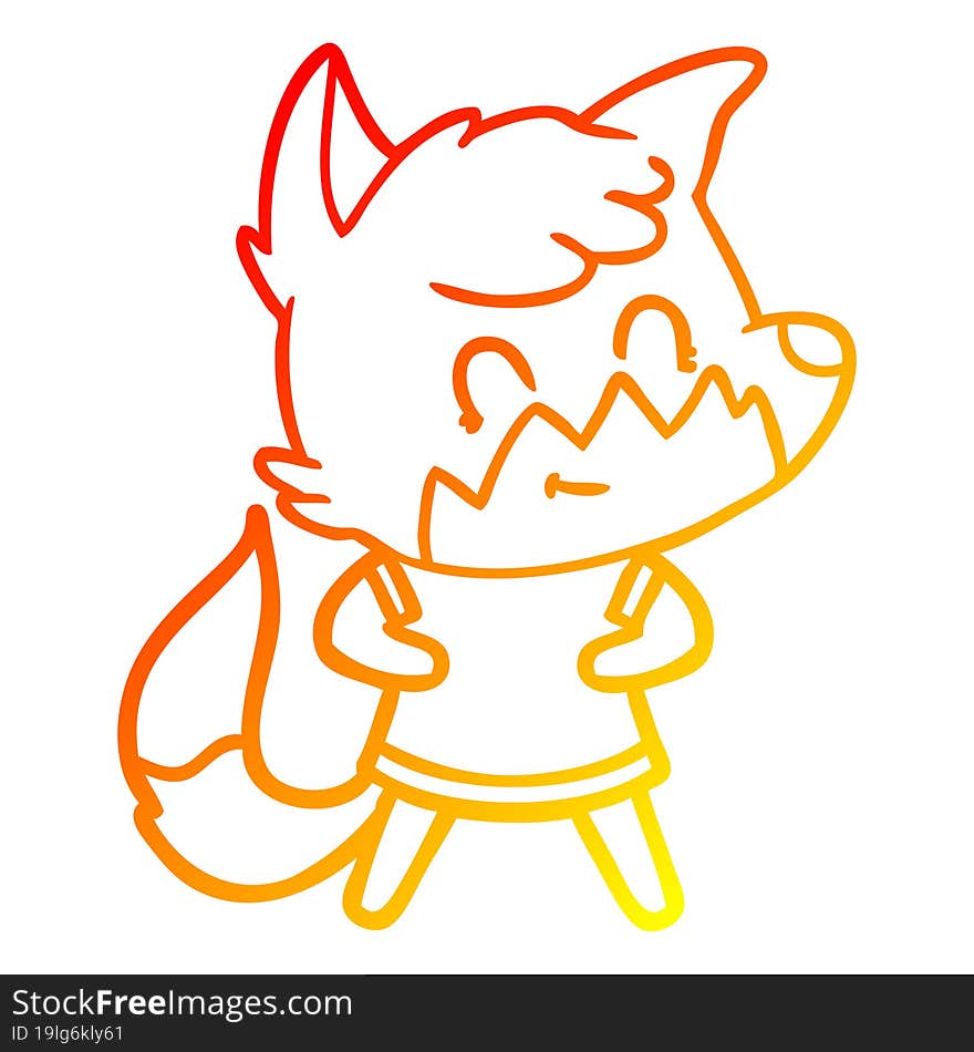 warm gradient line drawing cartoon happy fox