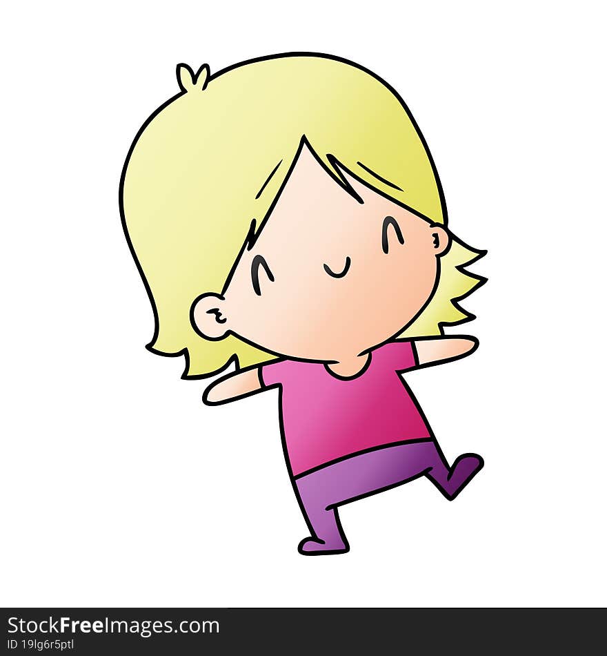 gradient cartoon illustration of a cute kawaii girl. gradient cartoon illustration of a cute kawaii girl