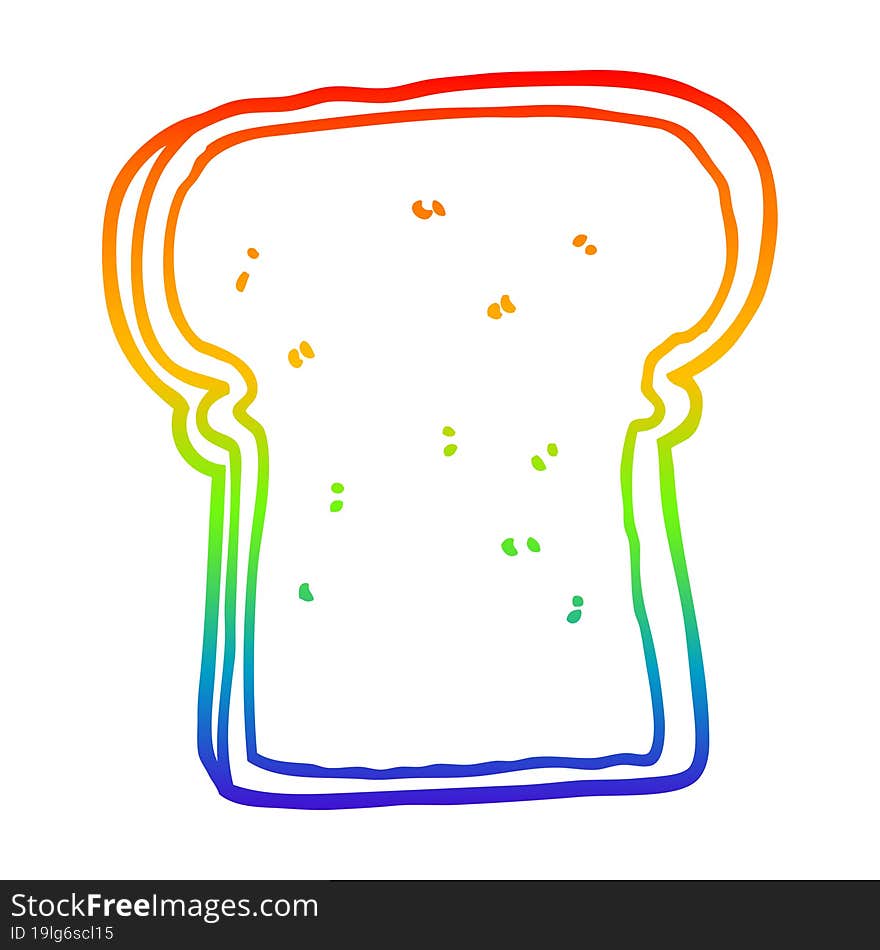 rainbow gradient line drawing of a cartoon slice of bread