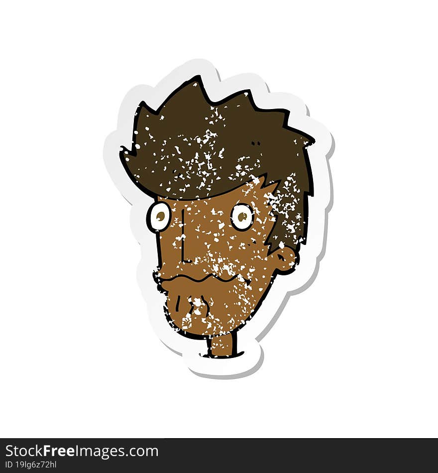 retro distressed sticker of a cartoon nervous man