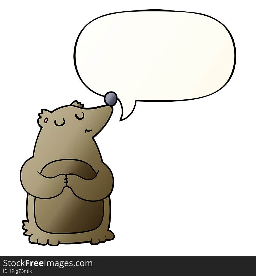 Cartoon Bear And Speech Bubble In Smooth Gradient Style