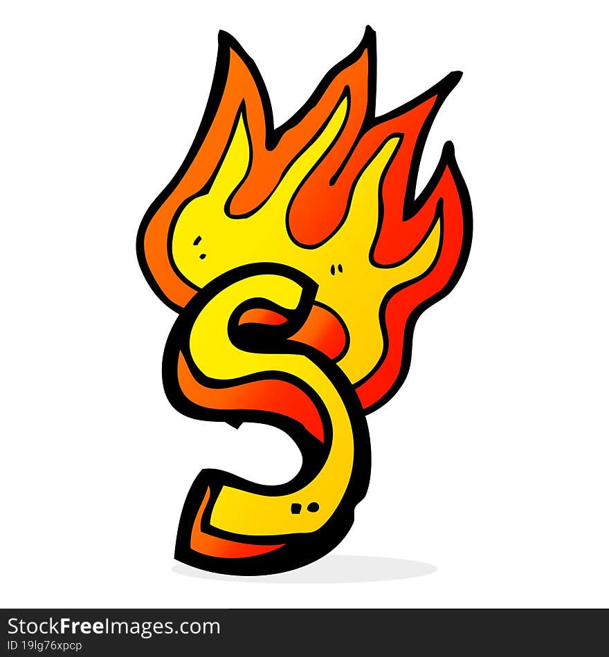 cartoon flaming letter