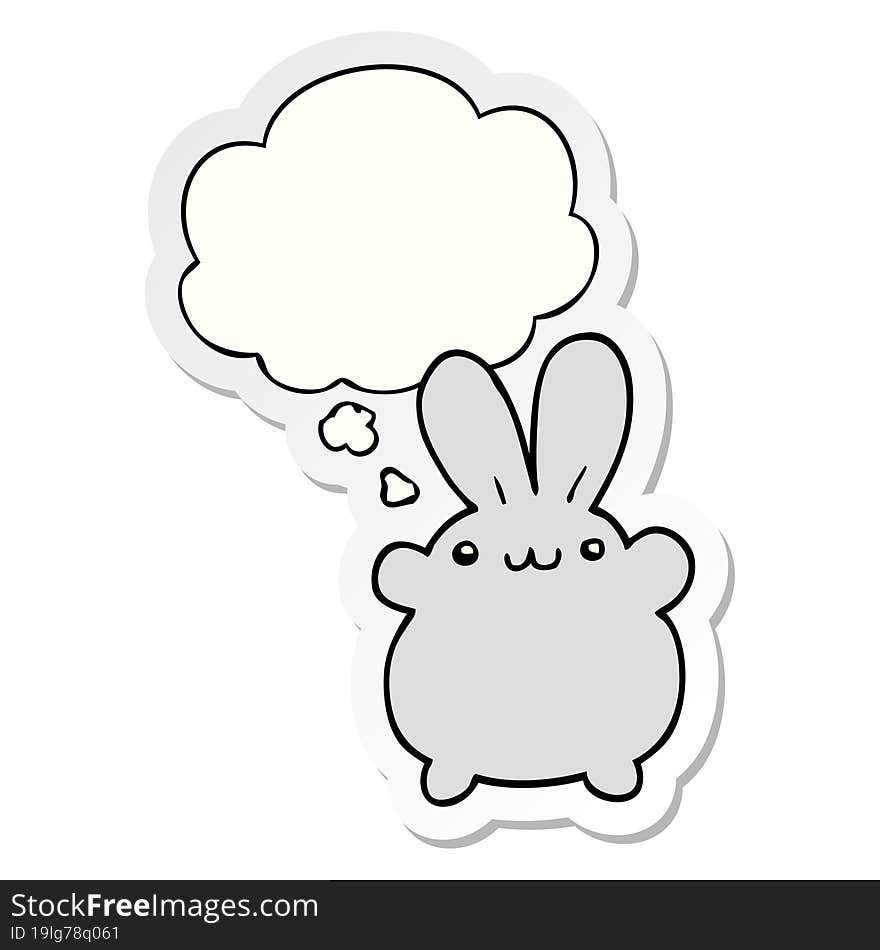 cartoon rabbit with thought bubble as a printed sticker