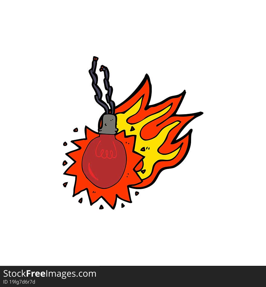 cartoon red hot light bulb