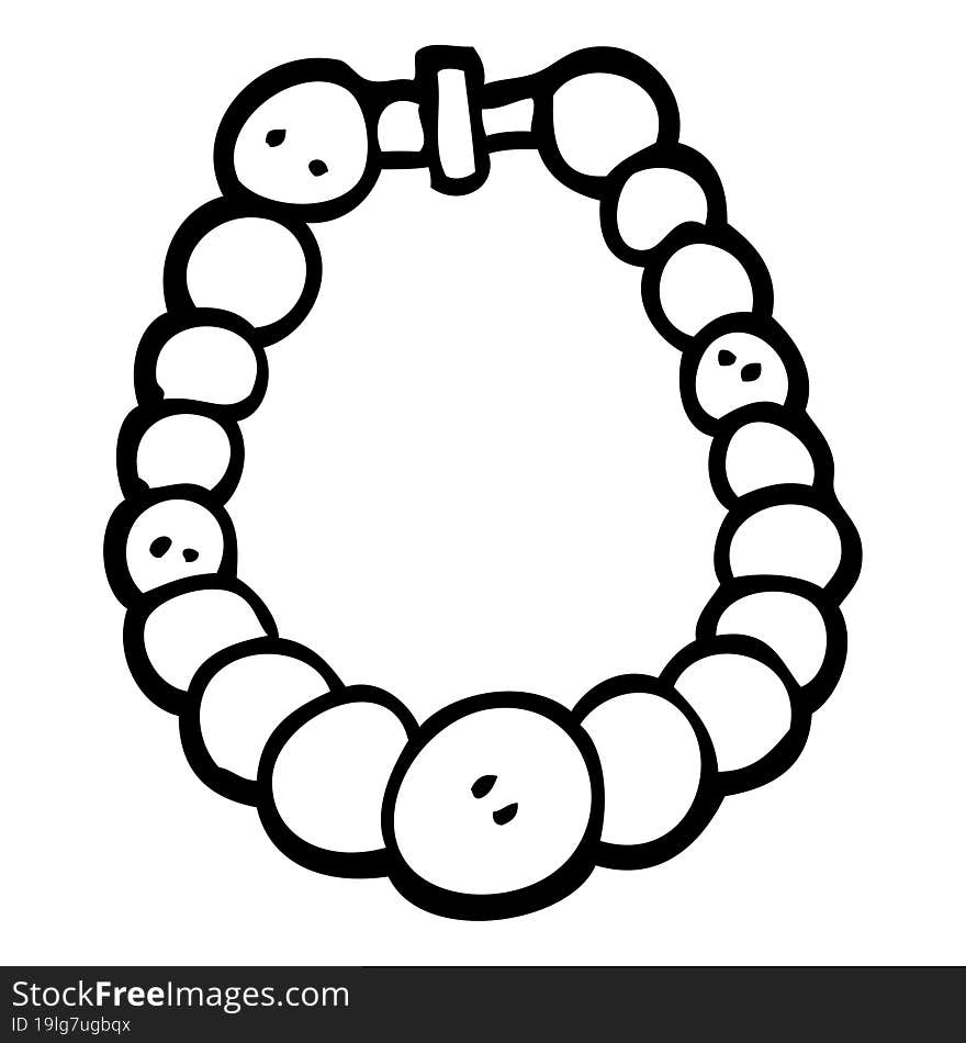 line drawing cartoon pearl necklace