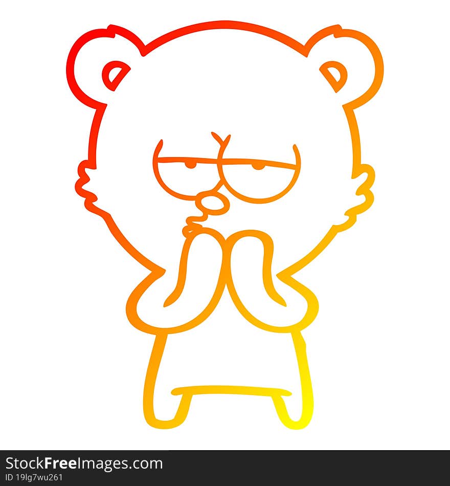 warm gradient line drawing bored bear cartoon