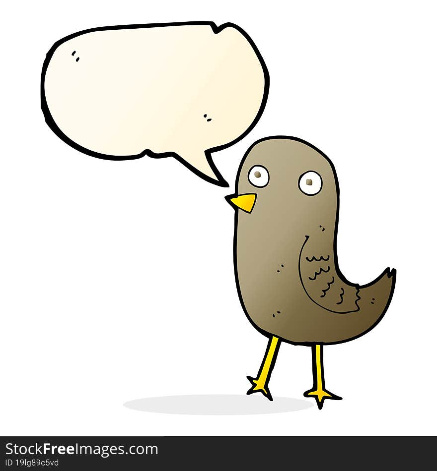 Funny Cartoon Bird With Speech Bubble