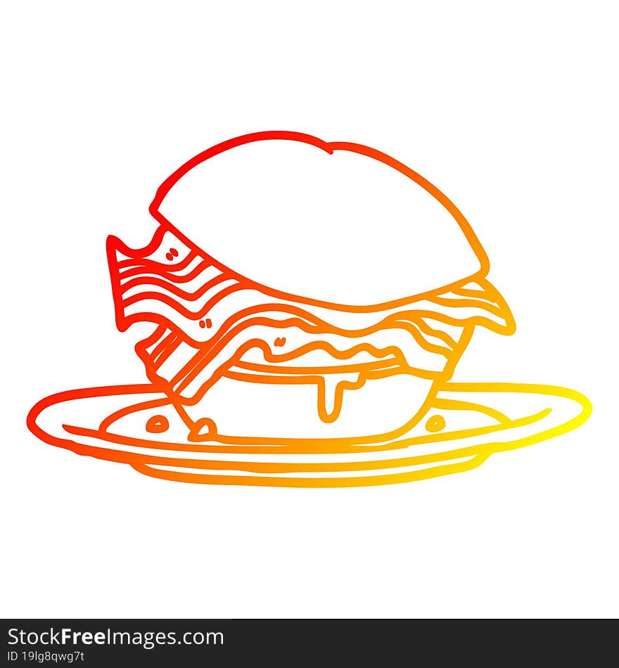 Warm Gradient Line Drawing Amazingly Tasty Bacon Breakfast Sandwich With Cheese