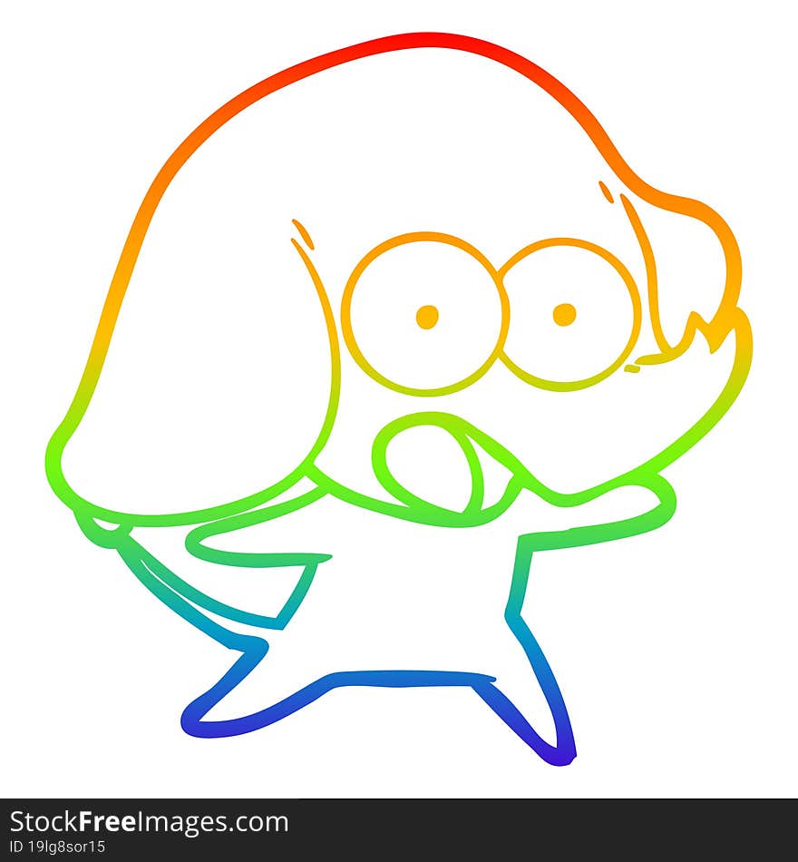 rainbow gradient line drawing cute cartoon elephant