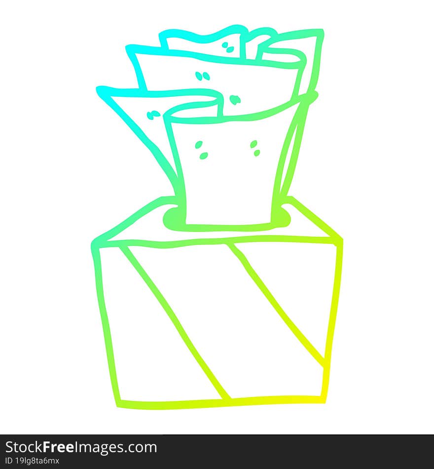 cold gradient line drawing cartoon box of tissues