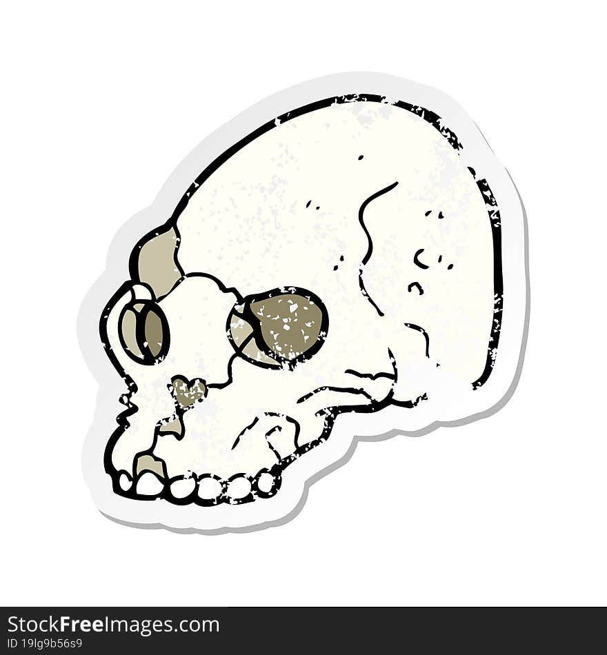 Retro Distressed Sticker Of A Cartoon Spooky Skull