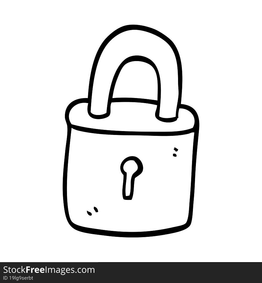 Line Drawing Cartoon Locked Padlock