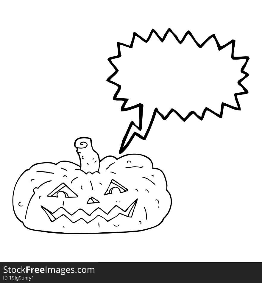 freehand drawn speech bubble cartoon halloween pumpkin